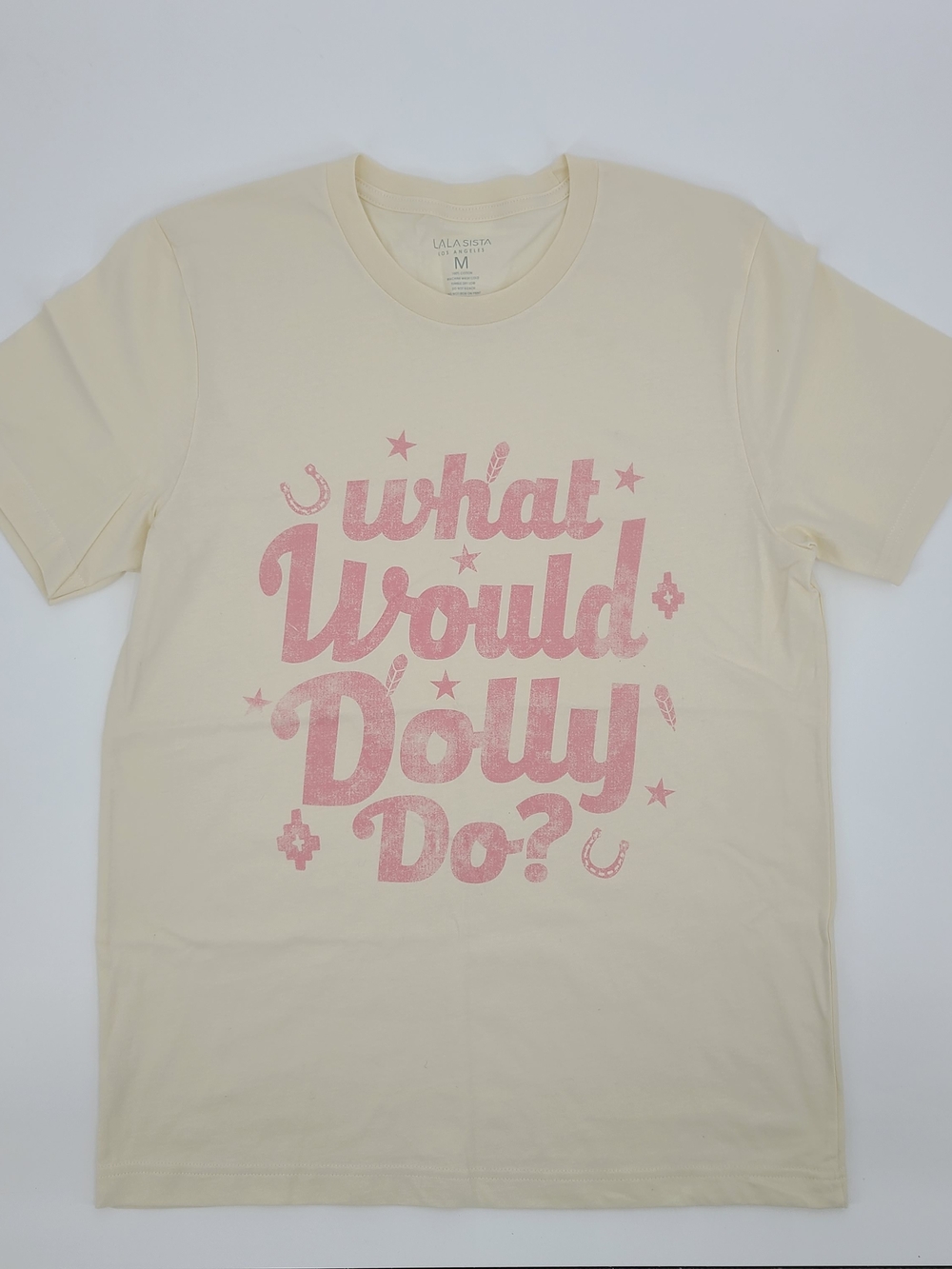 NWOT Unique Vintage 100% Cotton "What Would Dolly Do?" Cream T-Shirt
